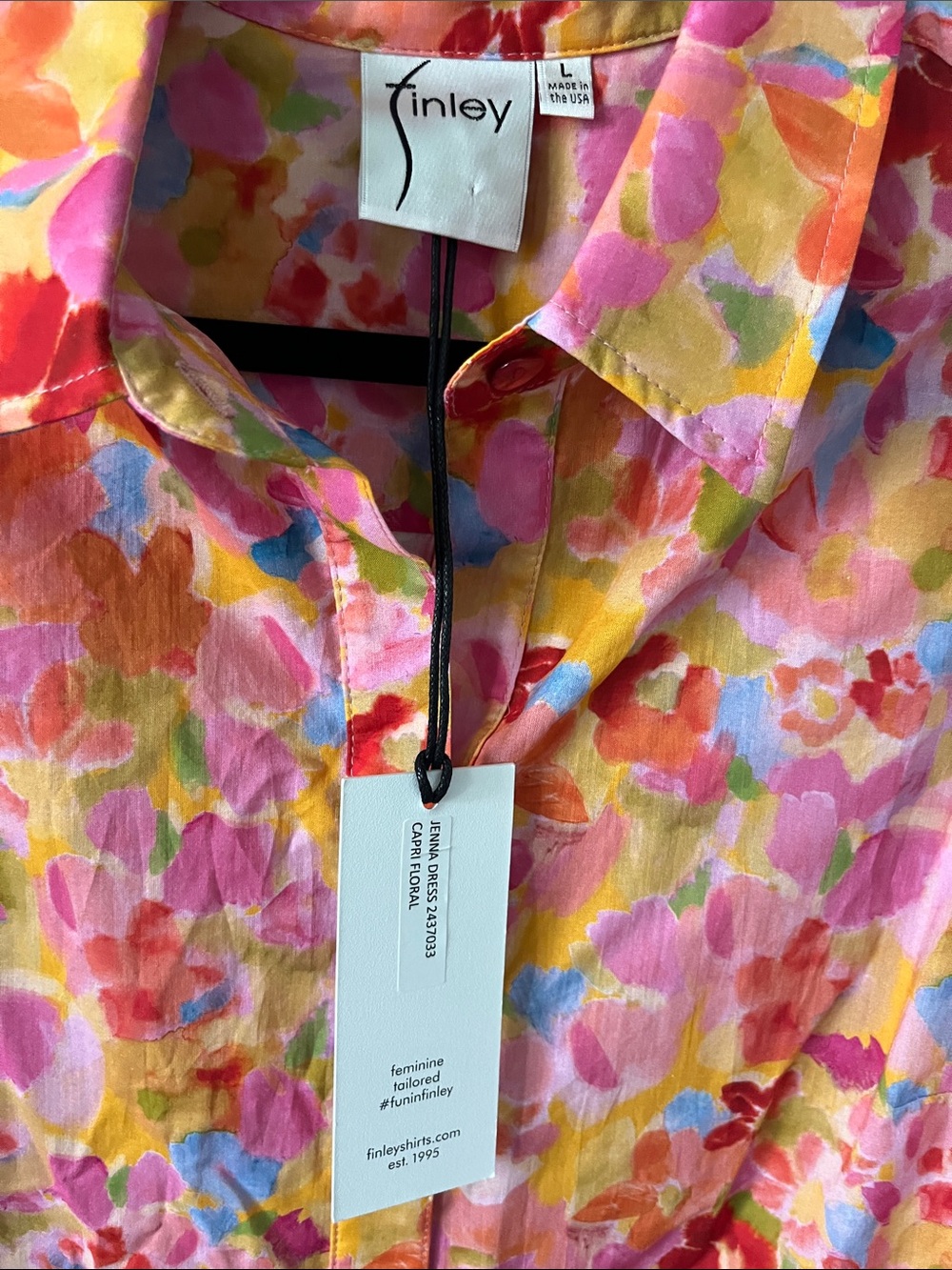 Finley NWT Jenna Dress Capri Floral Button Down 100% Cotton Dress - Picture 13 of 13